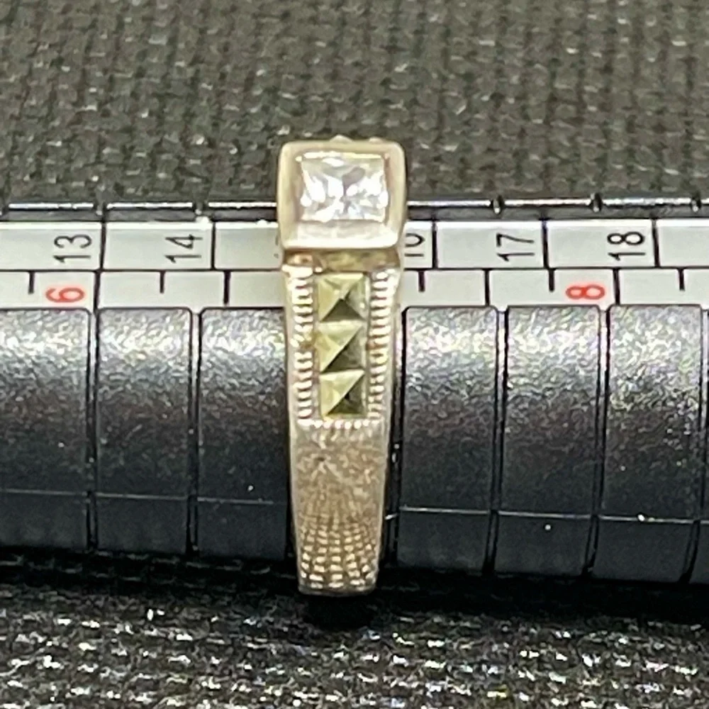 VTG 925 Diamond Marcasite 4.42 g Silver Gray  Ring SZ 7